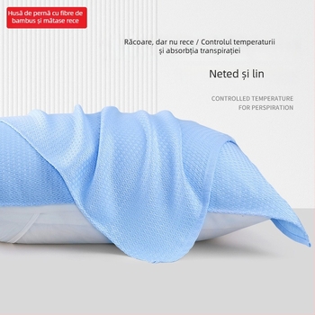 Drizzle husă de pernă din fibre de bambus, răcire de vară, absorbantă a transpirației, pentru casă și dormitor