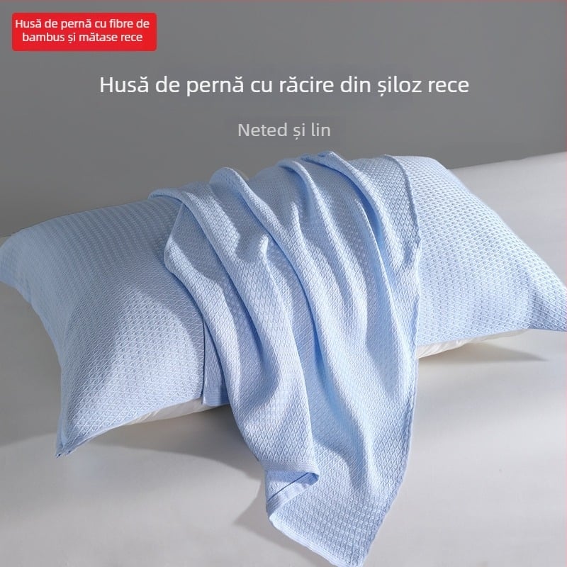 Drizzle husă de pernă din fibre de bambus, răcire de vară, absorbantă a transpirației, pentru casă și dormitor