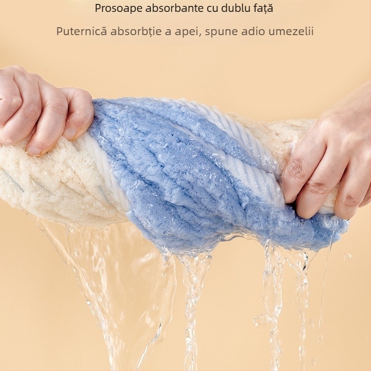 Căciulă de uscare a părului pentru copii, cu dublu strat, îngroșată, absorbție mare, uscare rapidă