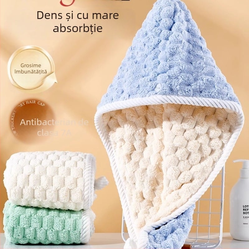 Căciulă de uscare a părului pentru copii, cu dublu strat, îngroșată, absorbție mare, uscare rapidă