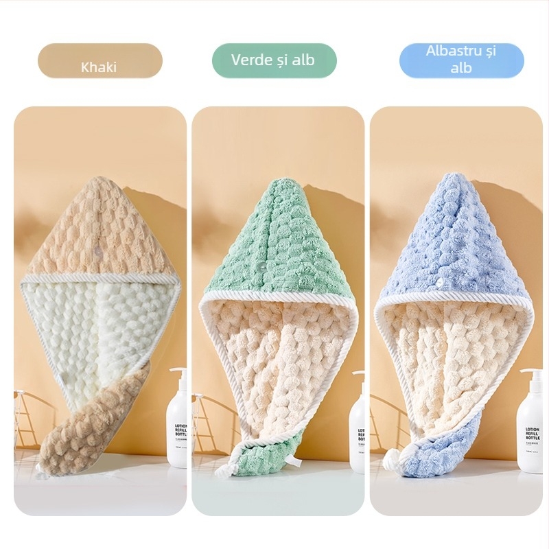 Căciulă de uscare a părului pentru copii, cu dublu strat, îngroșată, absorbție mare, uscare rapidă