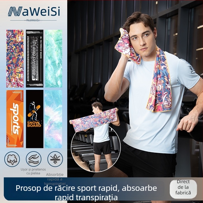 Prosop sport din microfibră, 110 g, absorbție a transpirației 0–5 s, uscare rapidă, imprimare siglă disponibilă