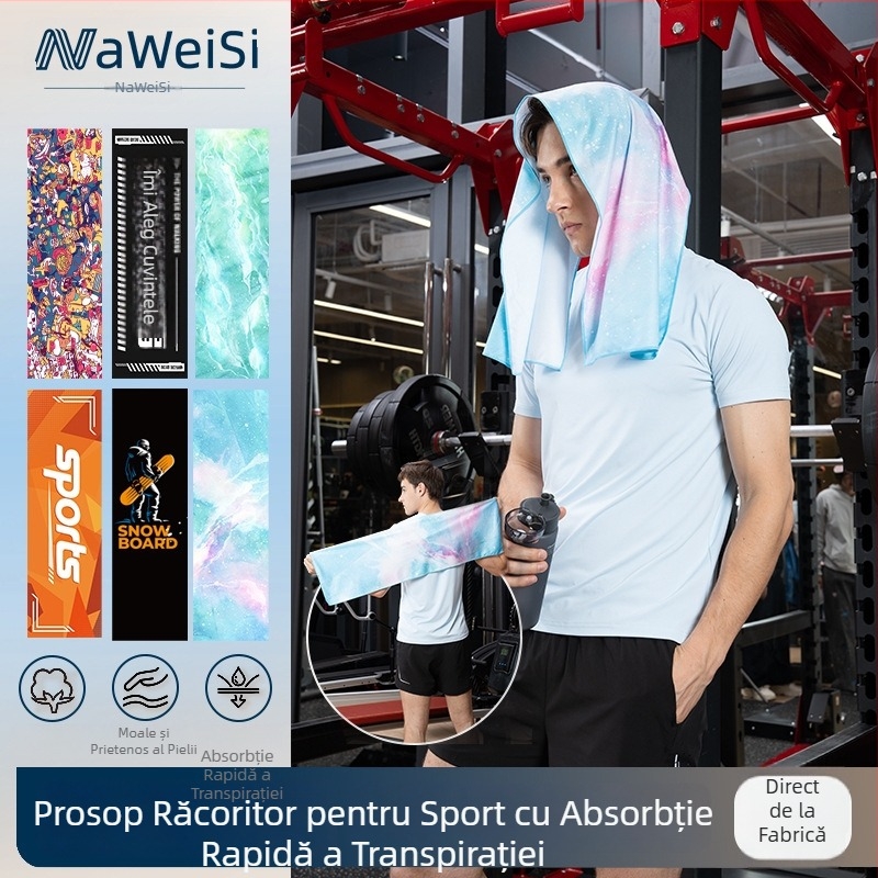 Prosop de sport din microfibră Navis – logo imprimat, structură cu 21 de fire, țesătură cu fir unic, uscare rapidă, greutate 180–250 g, absorbție 5–10 s