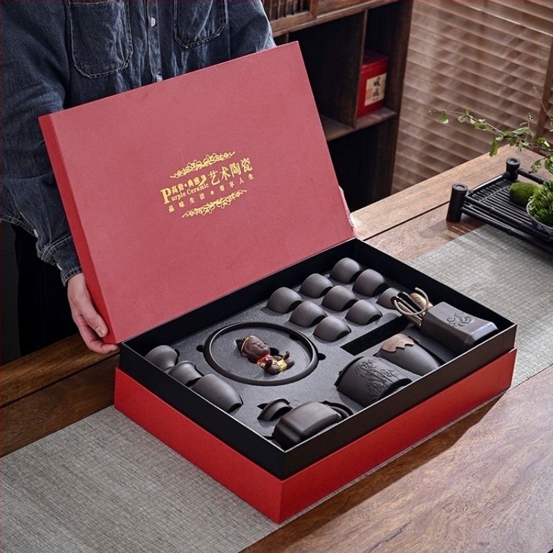 Set ceai Purple Sand — realizat manual, relief, cadou, pentru 6–9 persoane, stil retro lux