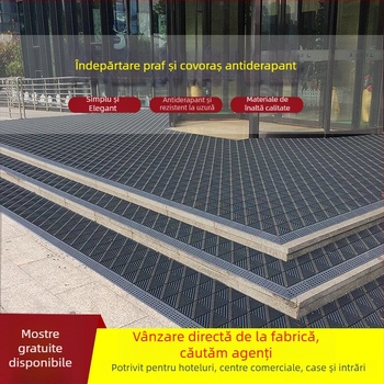 Covoraș de podea antiderapant, exterior pentru intrarea hotelului, pentru adunarea nămolului și prafului, pătrat, grosime 2,5 cm, din plastic polimeric, personalizabil pentru uz comercial
