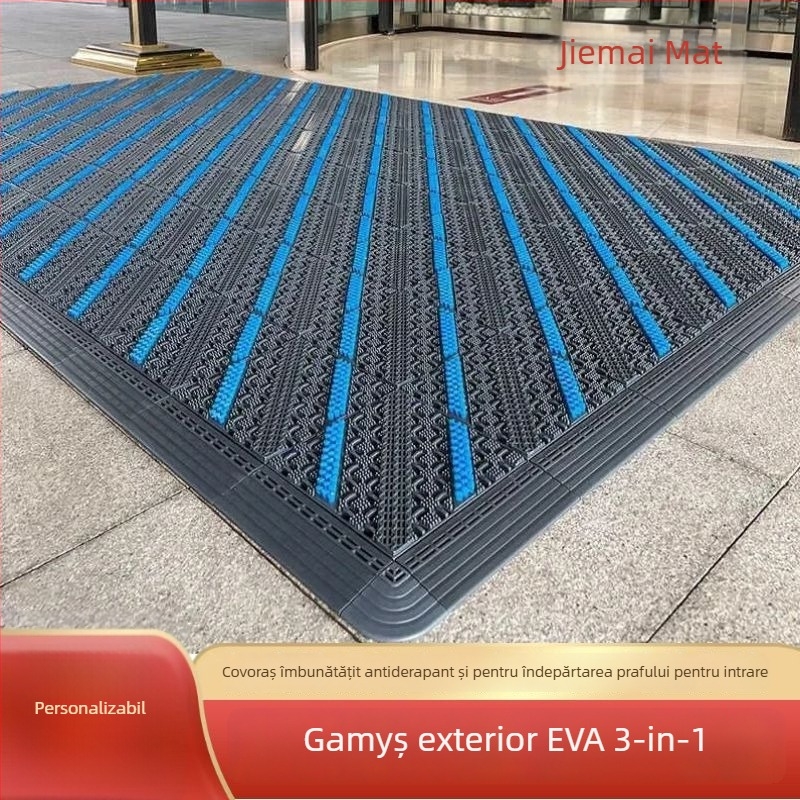 Covoraș de podea antiderapant, exterior pentru intrarea hotelului, pentru adunarea nămolului și prafului, pătrat, grosime 2,5 cm, din plastic polimeric, personalizabil pentru uz comercial