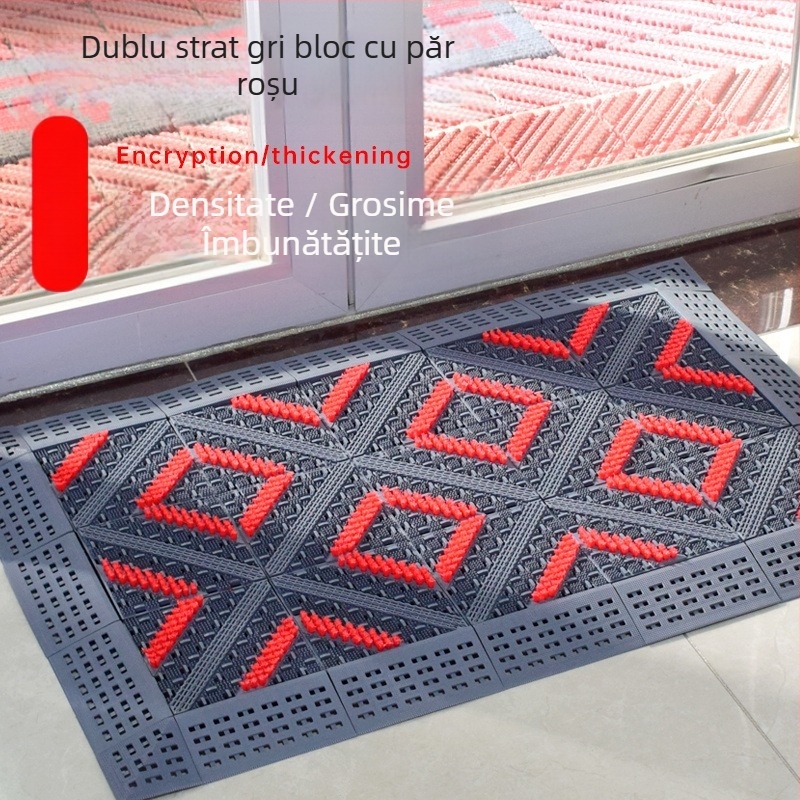 Covoraș de podea antiderapant, exterior pentru intrarea hotelului, pentru adunarea nămolului și prafului, pătrat, grosime 2,5 cm, din plastic polimeric, personalizabil pentru uz comercial
