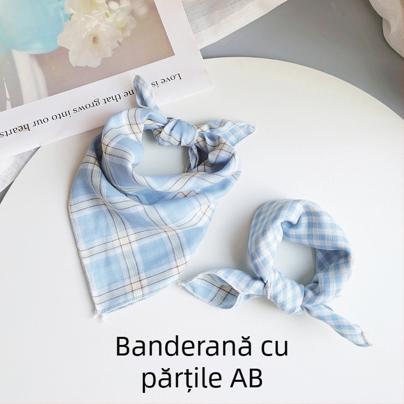 Șal pentru copii din bumbac, pătrat - model în carouri, țesătură Jacquard, decorativ