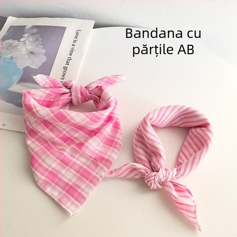 Șal pentru copii din bumbac, pătrat - model în carouri, țesătură Jacquard, decorativ