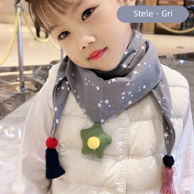 Șal triunghiular pentru copii din bumbac, decorativ, tricotaj jacquard, stil japonez-coreean drăguț, pentru iarnă, primăvară și toamnă