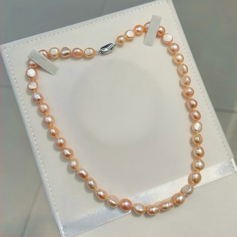 Colier cu perle baroce de apă dulce, închizătoare din argint 925, design inspirat din natură