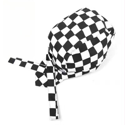 Pălărie de bucătar din bumbac, model cu dungi, construcție warp-knitted, vârf cu cupolă, bandă reglabilă pentru cap