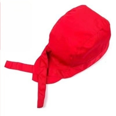 Pălărie de bucătar din bumbac, model cu dungi, construcție warp-knitted, vârf cu cupolă, bandă reglabilă pentru cap