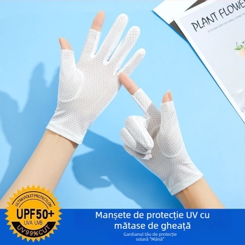 Mănuși de protecție solară pentru femei - Protecție UV, Antialunecare, Respirabile, Compatibile cu ecranul tactil; Material: Altul