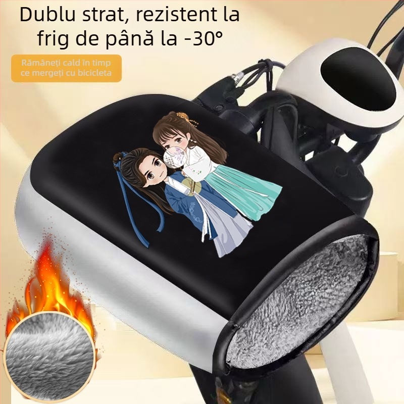 Mănuși de iarnă unisex pentru motocicletă electrică/scuter – rezistente la vânt, calde, căptușite cu fleece