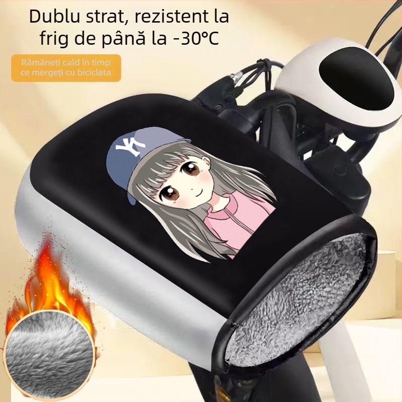 Mănuși de iarnă unisex pentru motocicletă electrică/scuter – rezistente la vânt, calde, căptușite cu fleece