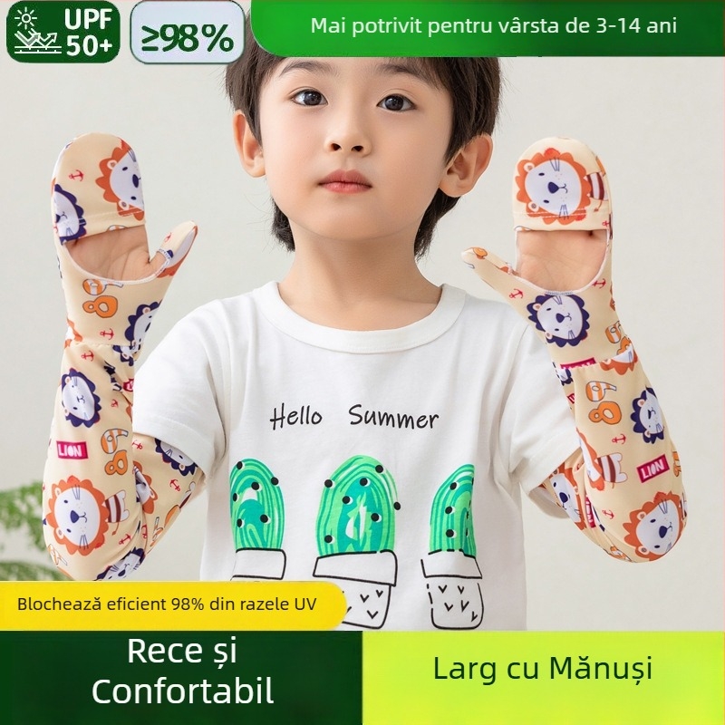 Manșete pentru copii, protecție UV, din Ice Silk, antiderapante, respirante pentru vară