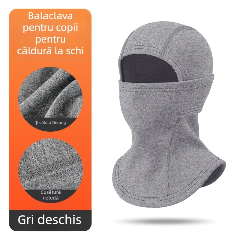Balaclavă unisex pentru iarnă, cu poliester Derong și 11–20% elastan, uscare rapidă, respirabilă, protecție împotriva vântului, menține căldura, gât integrat