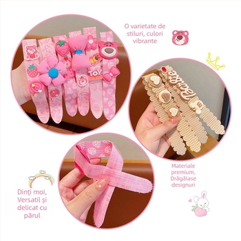 Bandă de păr Dharma Star pentru fete – cartoon cu flori, cu Velcro pentru păr, lucrată manual, material textil, cristale titanice (Material textil • Lucrată manual • Velcro • Cristale titanice)