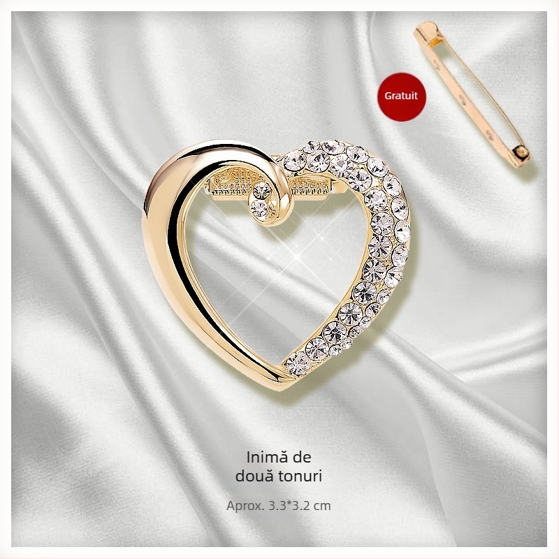 Clip de șal și broșă cu decor floral, aliaj, placare cu aur, personalizabil