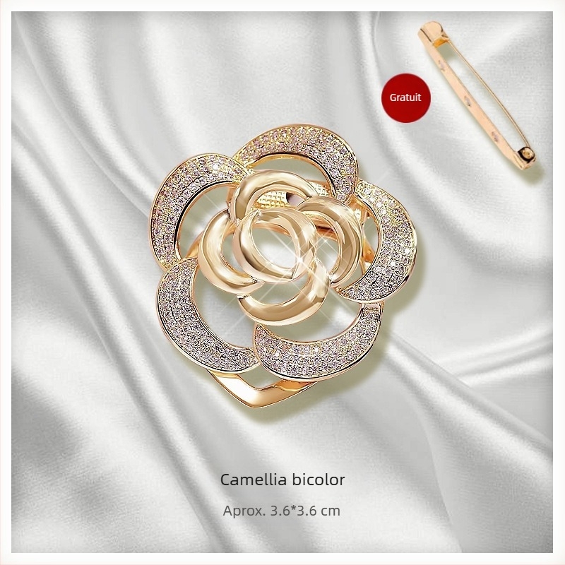 Clip de șal și broșă cu decor floral, aliaj, placare cu aur, personalizabil