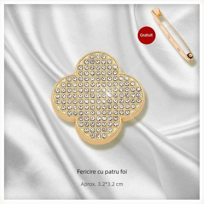 Clip de șal și broșă cu decor floral, aliaj, placare cu aur, personalizabil