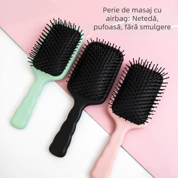 Pieptene cu pernă de aer pentru masajul scalpului și netezirea părului