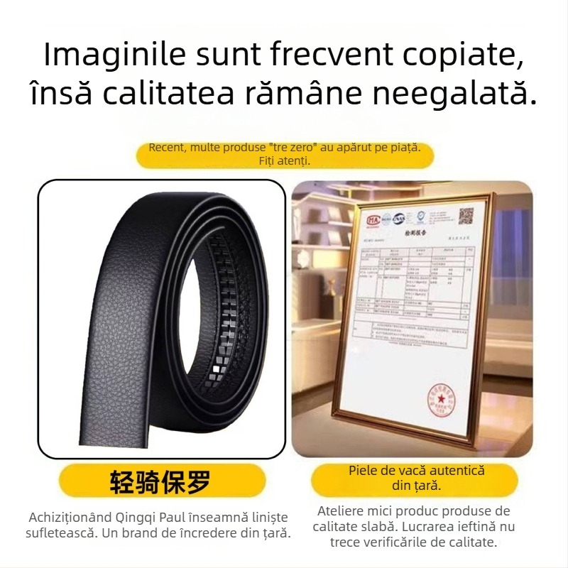 Centură pentru bărbați cu cataramă automată – business casual, stil leisure, primăvara 2025, Qingqi Paul