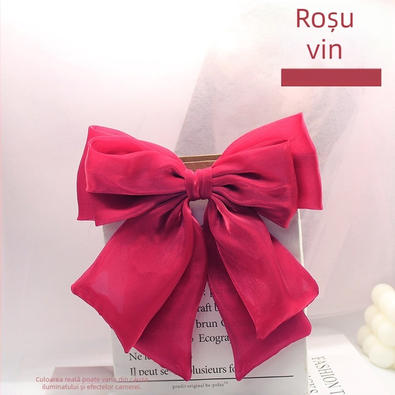 Clip pentru cravată cu floare la guler — funda din plasă, nod diagonal, design cu două straturi, cristal la decolteu