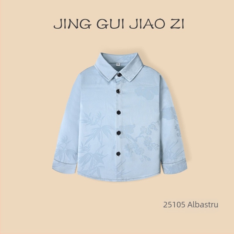 Cămașă pentru copii, băieți, cu mânecă lungă, din bumbac, dungată, guler tip lapel, 100% bumbac, țesătură moale, pentru primăvară și toamnă, vârsta 3–8 ani