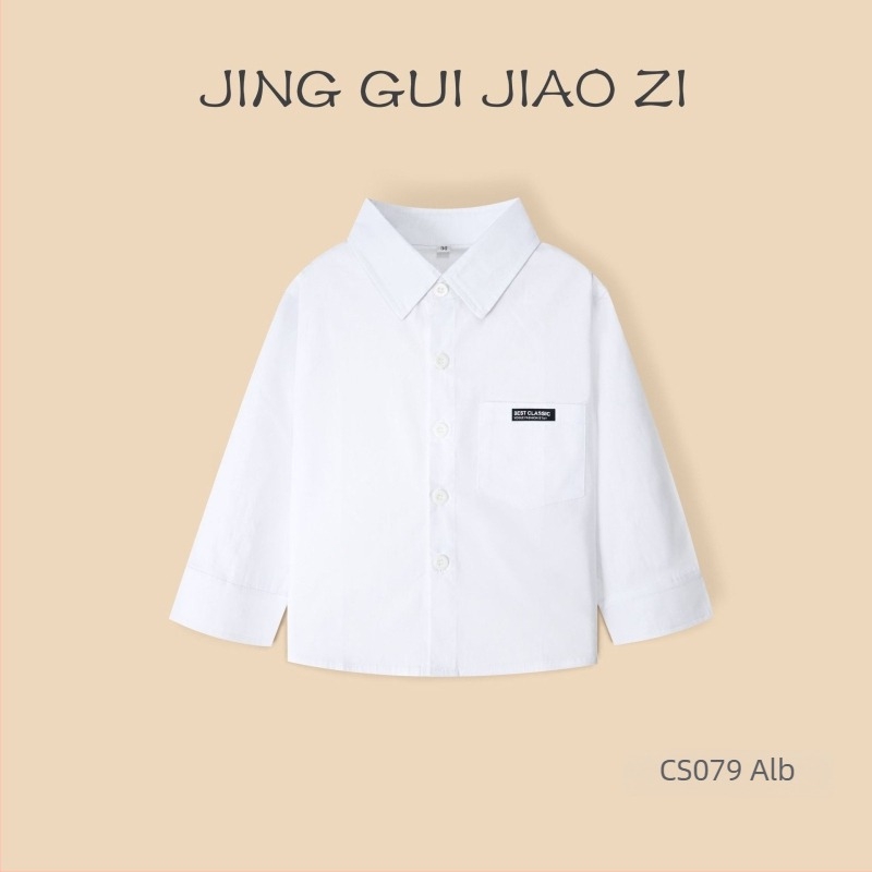 Cămașă pentru copii, băieți, cu mânecă lungă, din bumbac, dungată, guler tip lapel, 100% bumbac, țesătură moale, pentru primăvară și toamnă, vârsta 3–8 ani