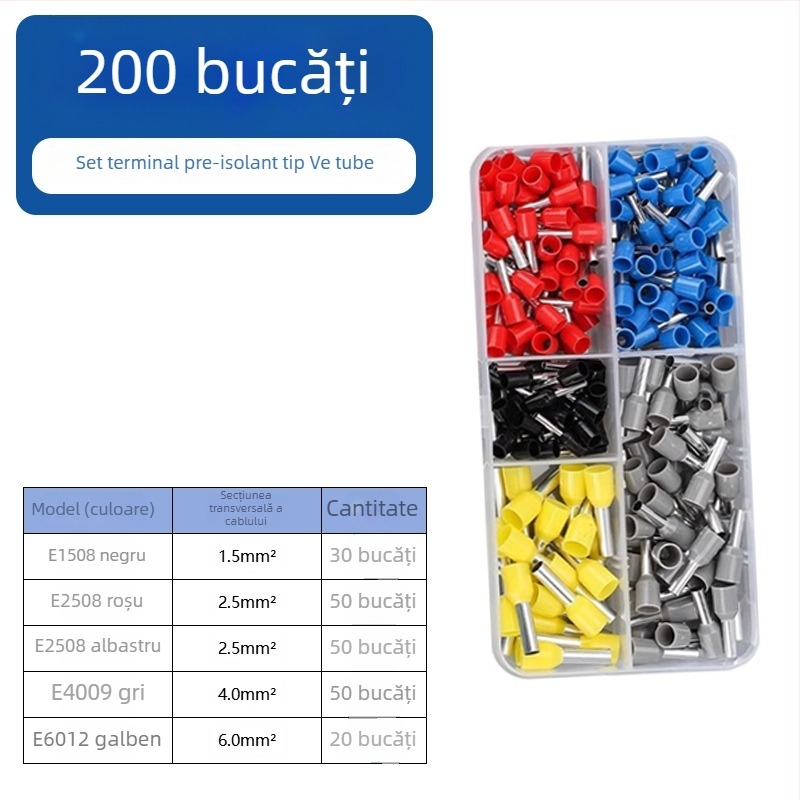 Set de clește pentru terminale tub tip preizolat, Chongwu, oțel mangan, 325 g, economie de efort