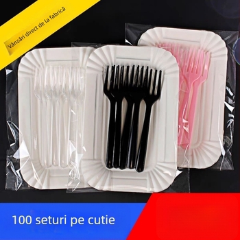 Set de farfurii și furculițe din hârtie, de unică folosință – pentru aniversări, include farfurii și furculițe, material hârtie, personalizabil