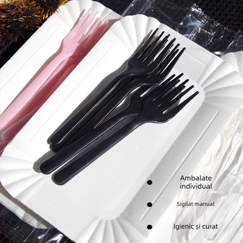 Set de farfurii și furculițe din hârtie, de unică folosință – pentru aniversări, include farfurii și furculițe, material hârtie, personalizabil