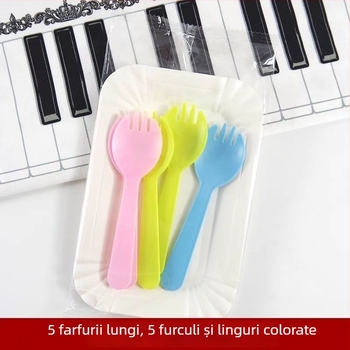 Set de farfurii și furculițe din hârtie, de unică folosință – pentru aniversări, include farfurii și furculițe, material hârtie, personalizabil