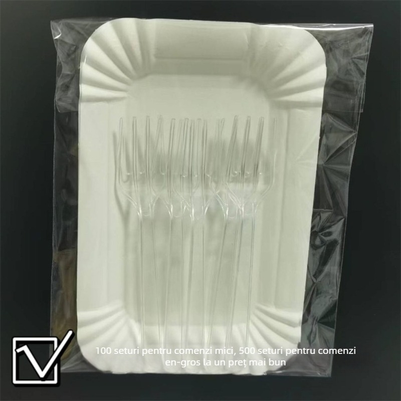 Set de farfurii și furculițe din hârtie, de unică folosință – pentru aniversări, include farfurii și furculițe, material hârtie, personalizabil