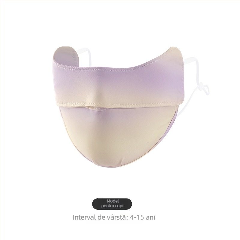 Mască pentru copii din Ice Silk, protecție UV UPF50+, model Cartoon drăguț, cu bretele pentru urechi, finisaj satin