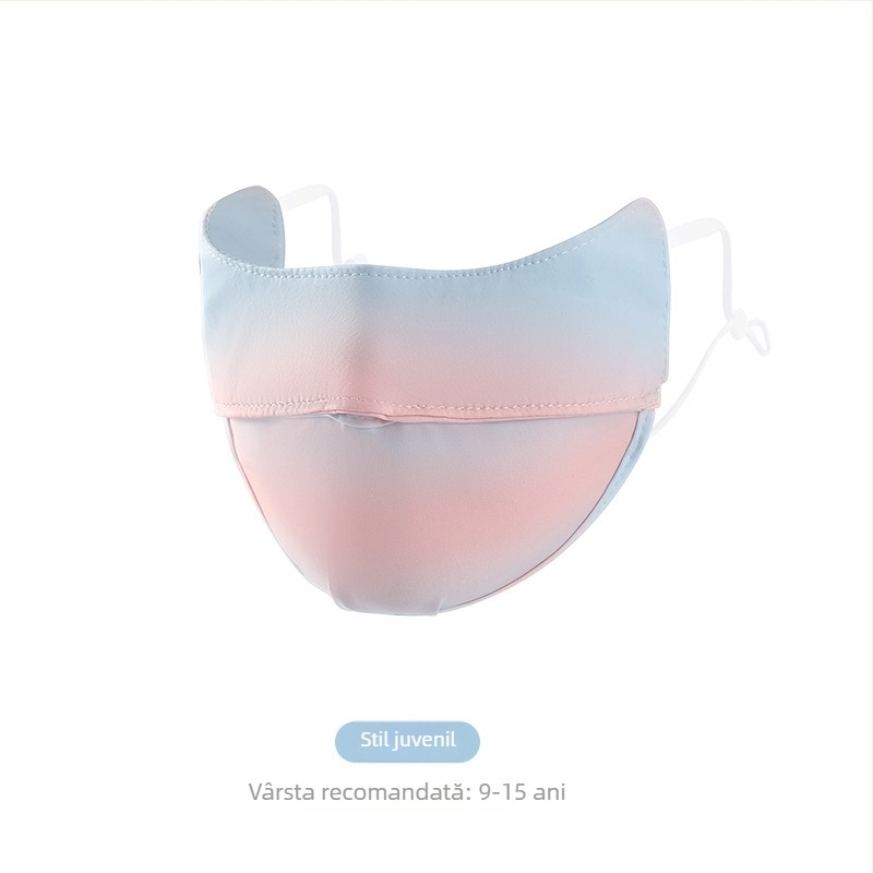 Mască pentru copii din Ice Silk, protecție UV UPF50+, model Cartoon drăguț, cu bretele pentru urechi, finisaj satin