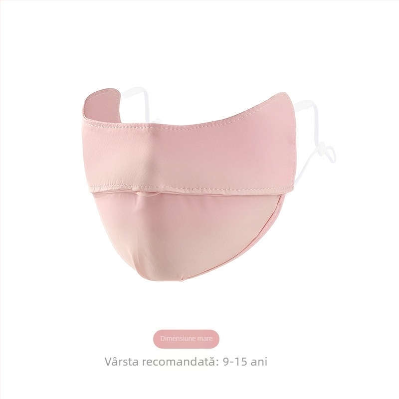 Mască pentru copii din Ice Silk, protecție UV UPF50+, model Cartoon drăguț, cu bretele pentru urechi, finisaj satin