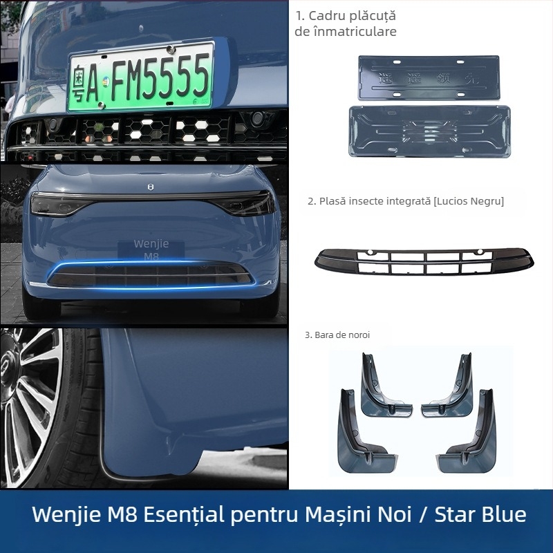 Rama plăcii Wenjie M8 (versiune îmbunătățită) – plastic, cadru cu margine integrala, compatibil cu 25 modele Wenjie M8