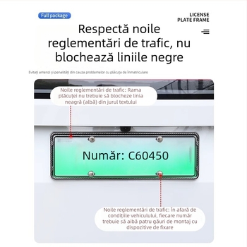 Ramă de plăcuță de înmatriculare Ideal L6-L9, din plastic, montaj adaptiv