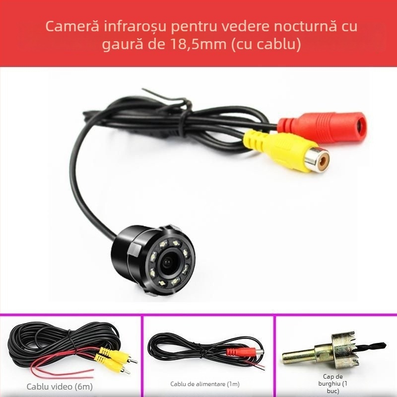 Cameră auto universală 12V, vedere nocturnă infraroșu, impermeabilă, monitorizare imagine la mers înapoi