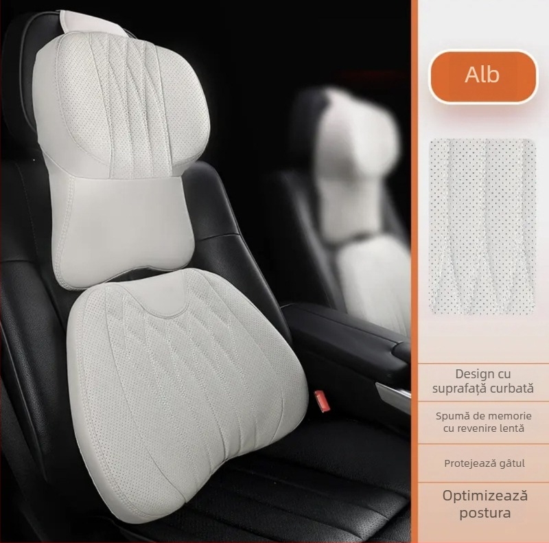 Pernă de cap și gât pentru mașină cu spumă cu memorie, piele artificială, potrivire universală, utilizare în toate sezoanele, personalizabilă
