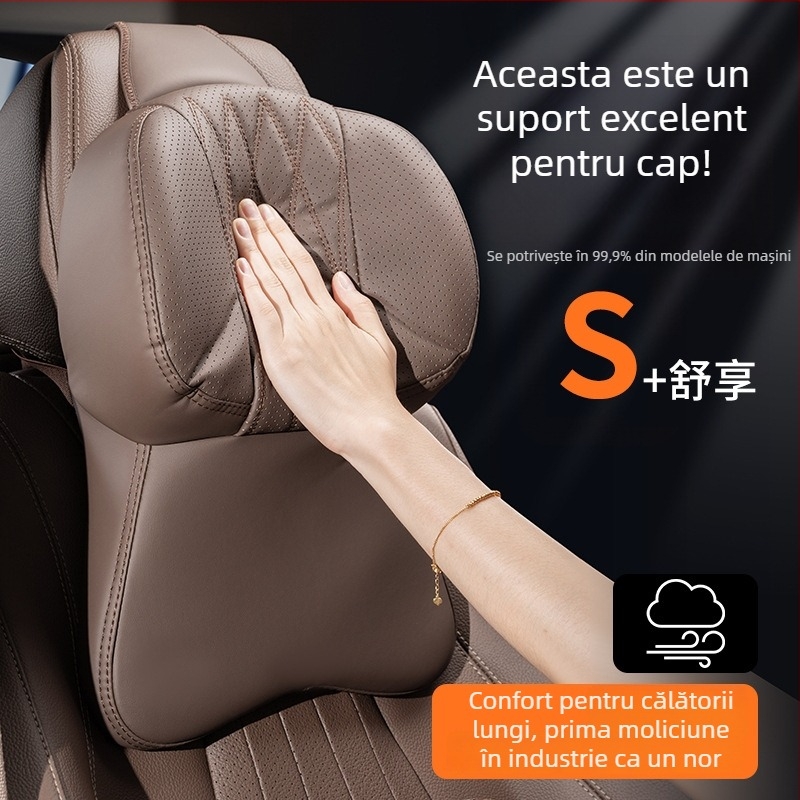 Pernă de cap și gât pentru mașină cu spumă cu memorie, piele artificială, potrivire universală, utilizare în toate sezoanele, personalizabilă