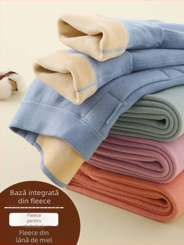 Pantaloni pentru copii cu căptușeală fleece, calzi, talie înaltă, pentru toamnă-iarna (căptușeală fleece; talie înaltă; 8+ ani; unisex)