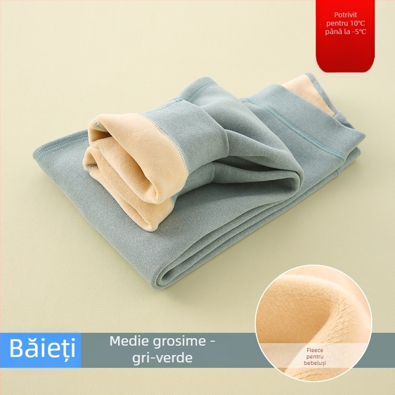 Pantaloni pentru copii cu căptușeală fleece, calzi, talie înaltă, pentru toamnă-iarna (căptușeală fleece; talie înaltă; 8+ ani; unisex)