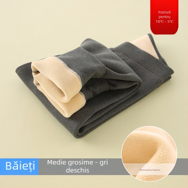 Pantaloni pentru copii cu căptușeală fleece, calzi, talie înaltă, pentru toamnă-iarna (căptușeală fleece; talie înaltă; 8+ ani; unisex)