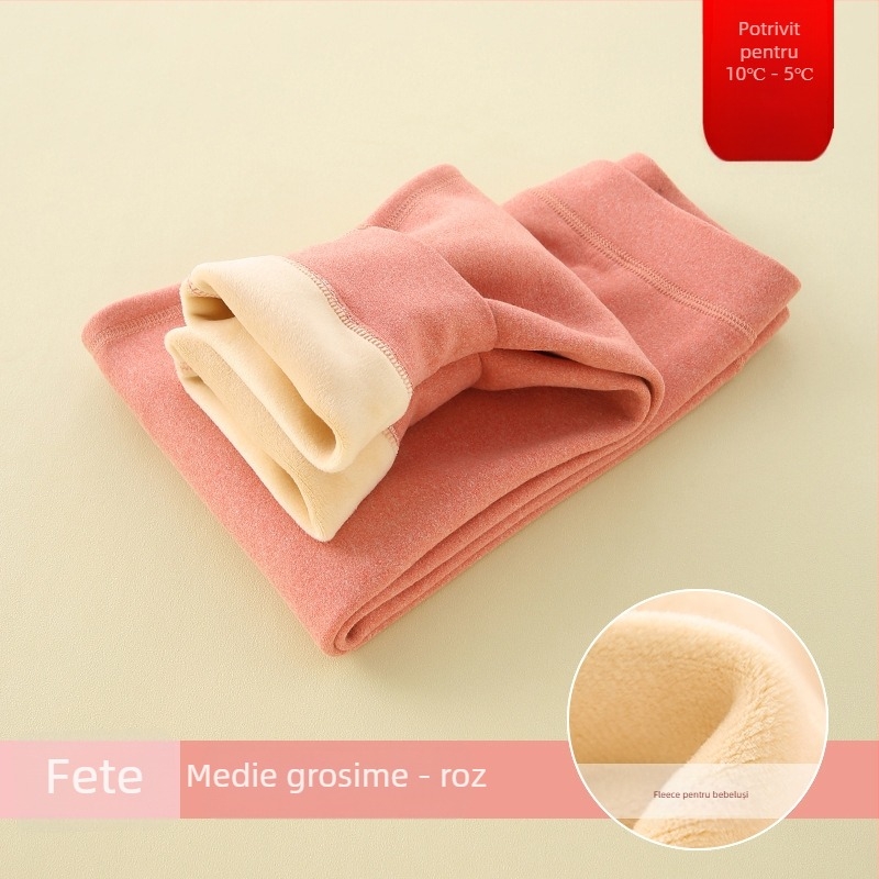 Pantaloni pentru copii cu căptușeală fleece, calzi, talie înaltă, pentru toamnă-iarna (căptușeală fleece; talie înaltă; 8+ ani; unisex)