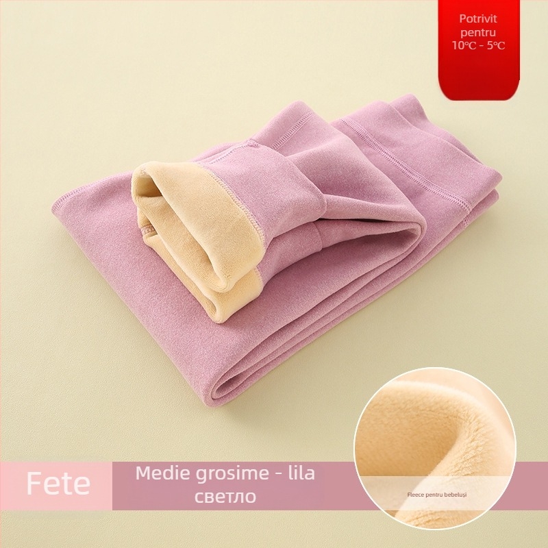 Pantaloni pentru copii cu căptușeală fleece, calzi, talie înaltă, pentru toamnă-iarna (căptușeală fleece; talie înaltă; 8+ ani; unisex)