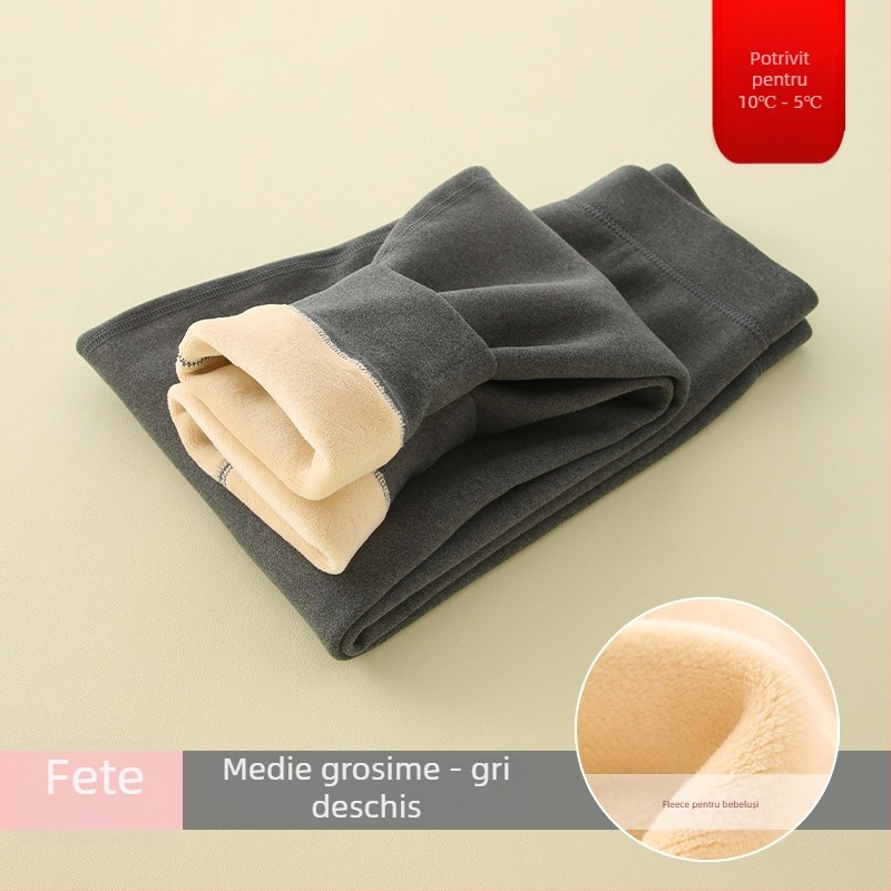 Pantaloni pentru copii cu căptușeală fleece, calzi, talie înaltă, pentru toamnă-iarna (căptușeală fleece; talie înaltă; 8+ ani; unisex)